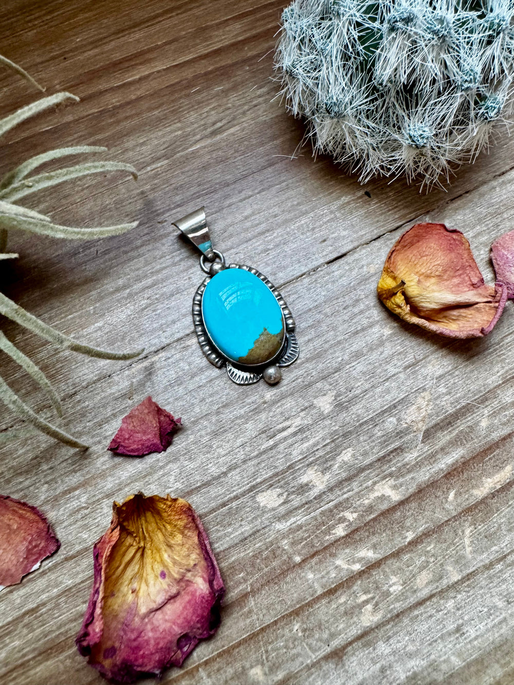 Oval Pendant - Kingman Turquoise & Sterling Silver Pendant Shopify Collective The Bijoux FAB Jewelry The Bijoux FAB Jewelry