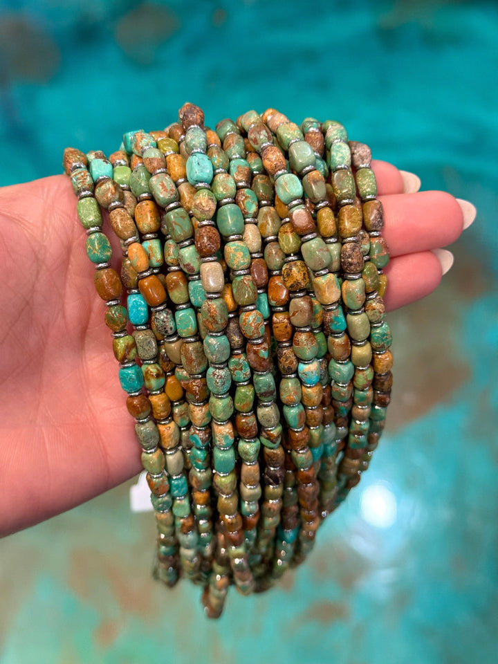 18” Turquoise Tube Necklace – Sterling Silver & Hematite Necklaces Shopify Collective The Bijoux FAB Jewelry The Bijoux FAB Jewelry