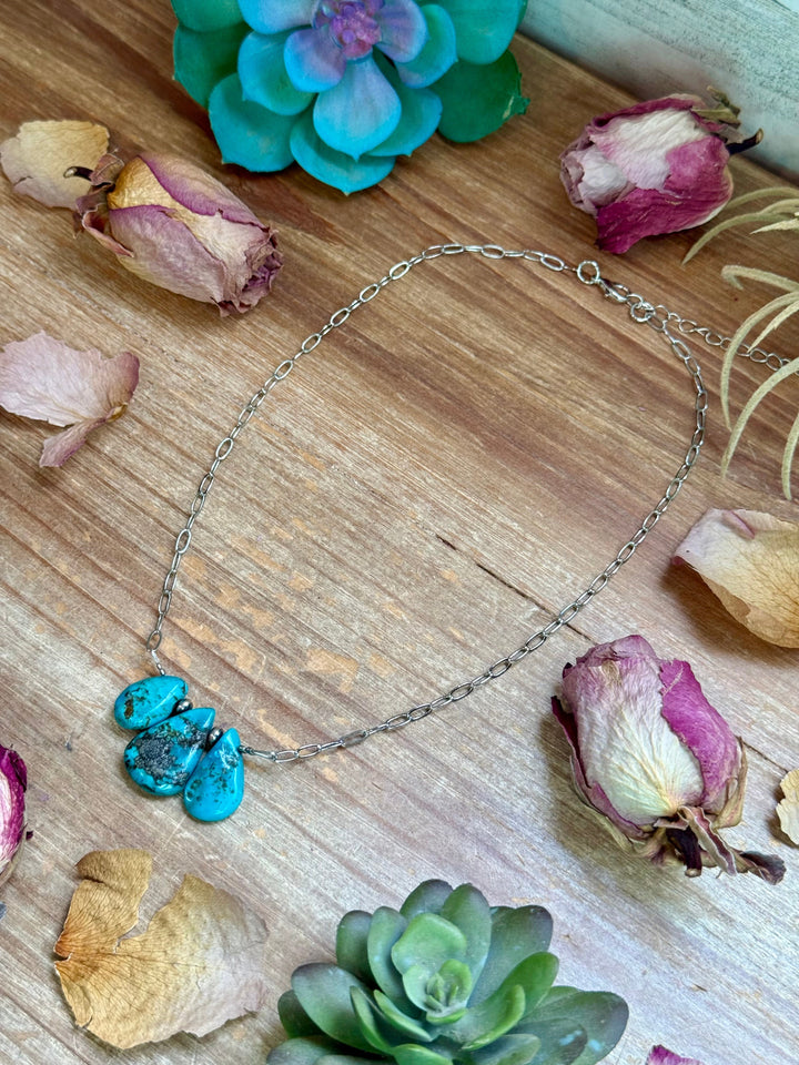 15” Turquoise Teardrop Chain Necklace – Silver Plated Paperclip Necklaces Shopify Collective The Bijoux FAB Jewelry The Bijoux FAB Jewelry