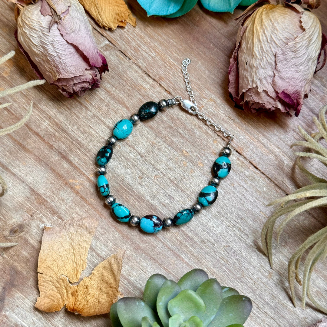 Matrix Turquoise Bracelet – 6 1/4" – 5mm Oval Bracelets Shopify Collective The Bijoux FAB Jewelry The Bijoux FAB Jewelry