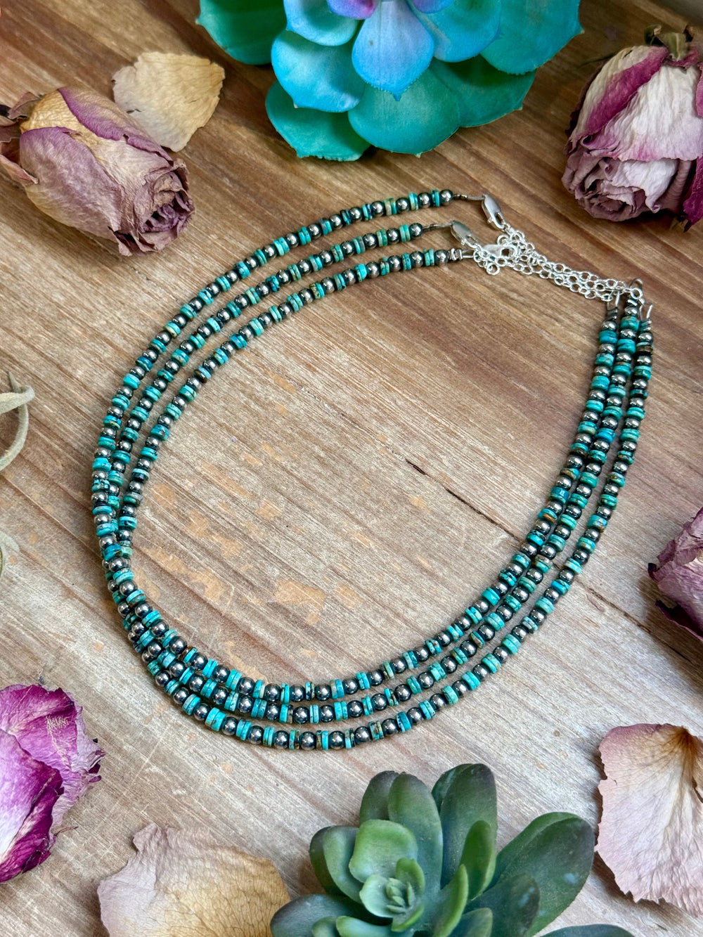 14” Turquoise Heishi Choker – Sterling Silver Pearls Choker Shopify Collective The Bijoux FAB Jewelry The Bijoux FAB Jewelry