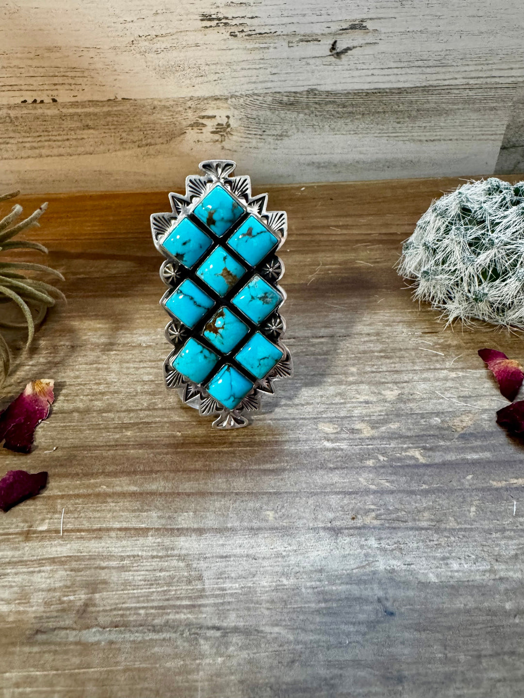 Big Ring - adjustable - kingman turquoise ring and sterling silver ring Shopify Collective The Bijoux FAB Jewelry The Bijoux FAB Jewelry
