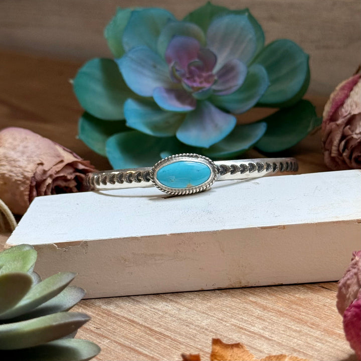 121 Sterling Silver Kingman Turquoise Stamped Stacking Cuff by Jason Ogg cuff Shopify Collective The Bijoux FAB Jewelry The Bijoux FAB Jewelry