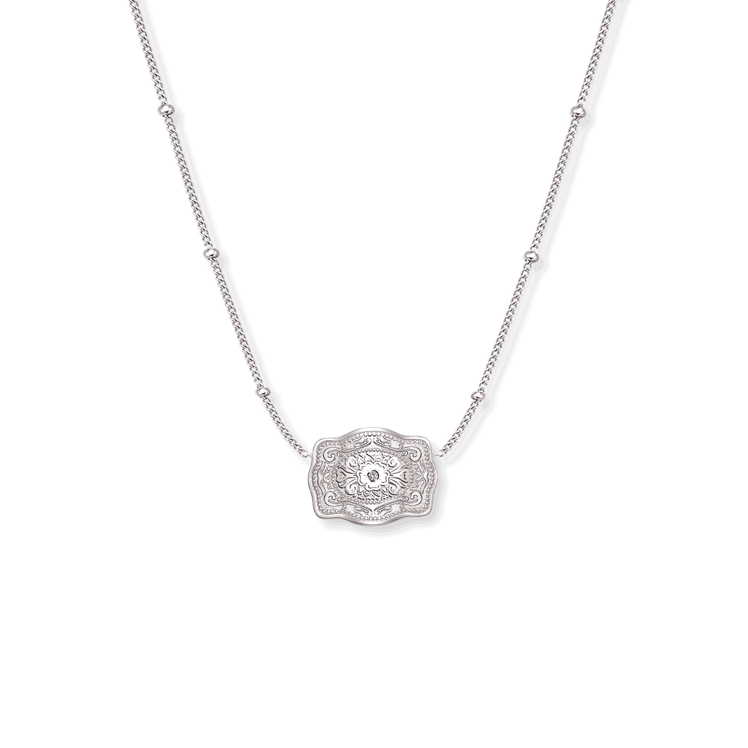 Ultra Mini Belt Buckle Necklace (Amelia Rose) - Silver SpurWest