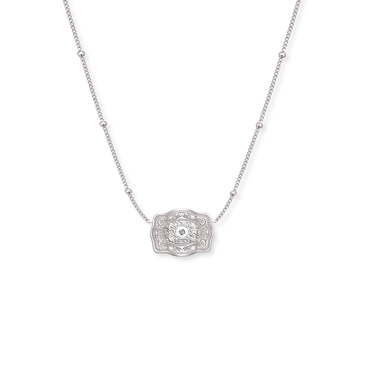 Ultra Mini Belt Buckle Necklace (Amelia Rose) - Silver SpurWest