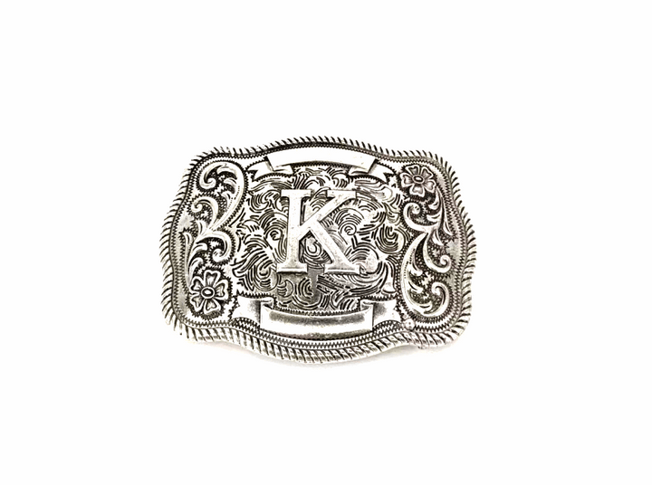 Western Filigree Initial Belt Buckle SX1014T Belt Buckle K Belt Buckle Men's Women's Snowing West