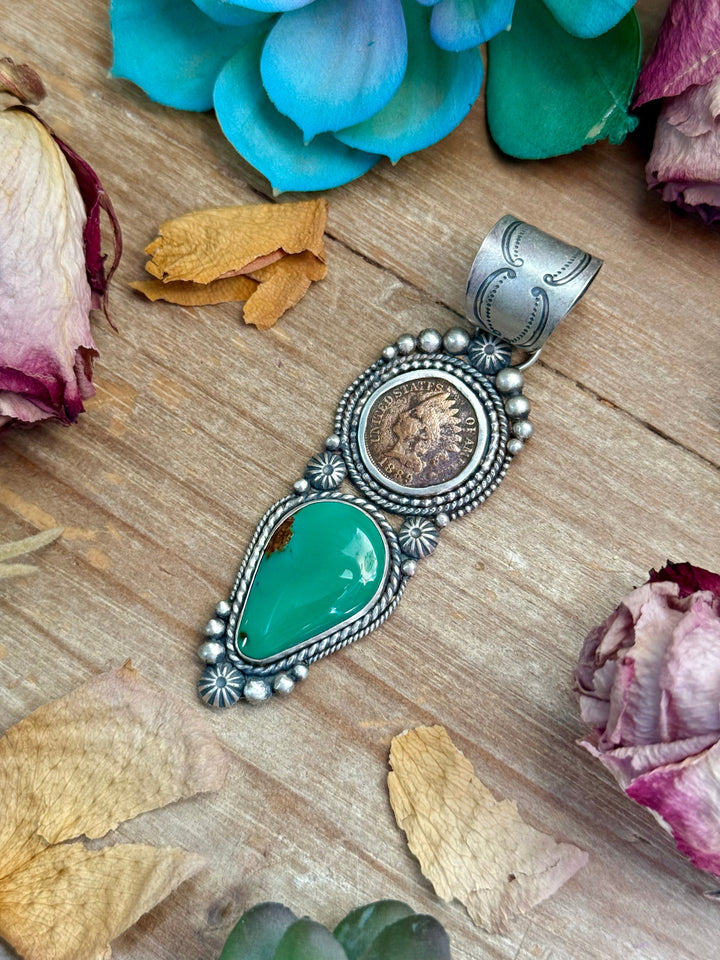 66 - Sterling Silver Royston Turquoise & Indian Head Penny Pendant by Shay Pfeiffer Pendant Shopify Collective The Bijoux FAB Jewelry The Bijoux FAB Jewelry
