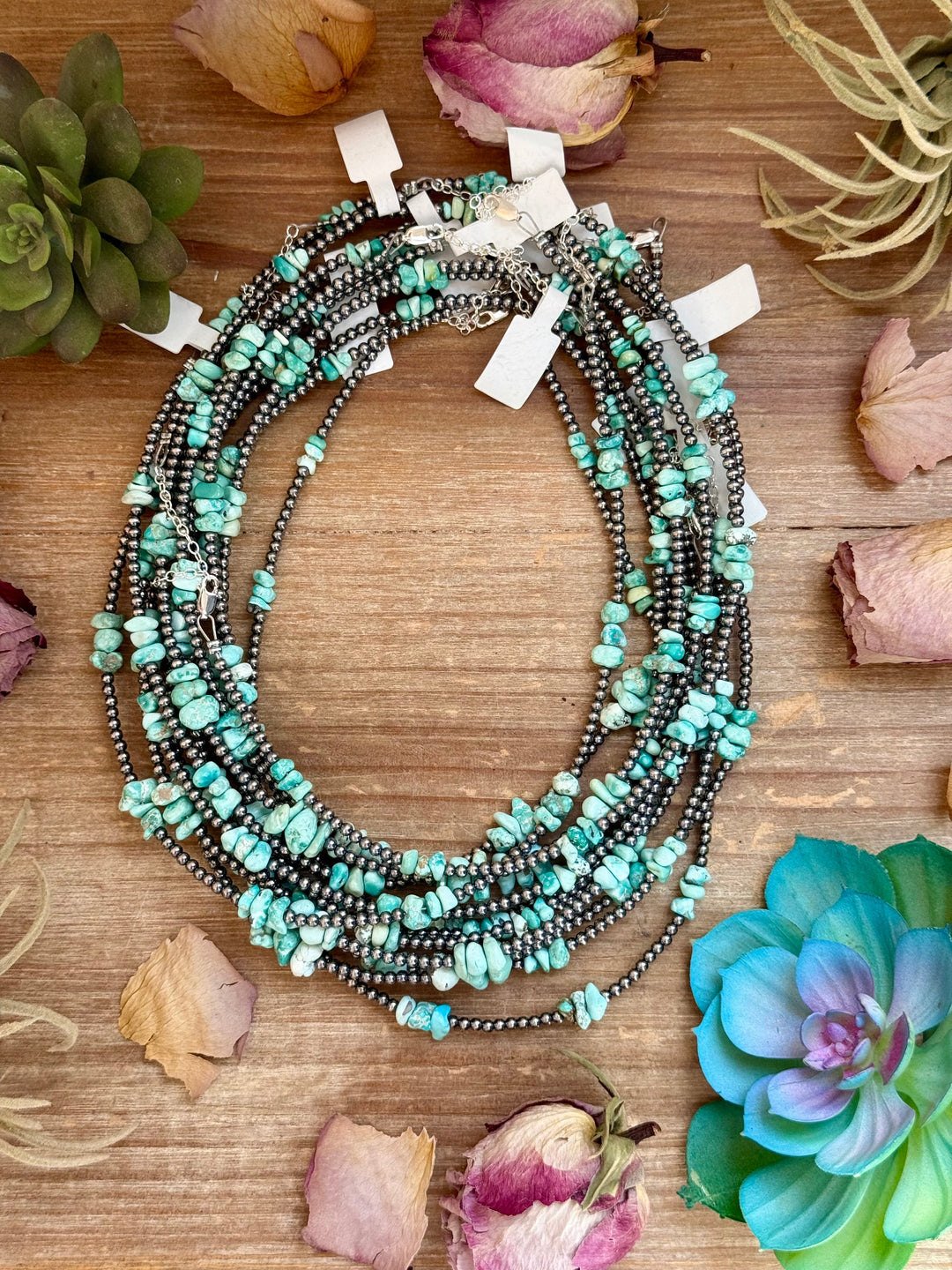 16.5” Sky Blue Lone Mountain Turquoise Nugget Necklace – 3mm Sterling Silver Pearls Necklaces Shopify Collective The Bijoux FAB Jewelry The Bijoux FAB Jewelry