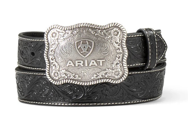 Ariat Black Embossed Plate Buckle Men's Belt A1020401 Belt ariat belt Men's M & F