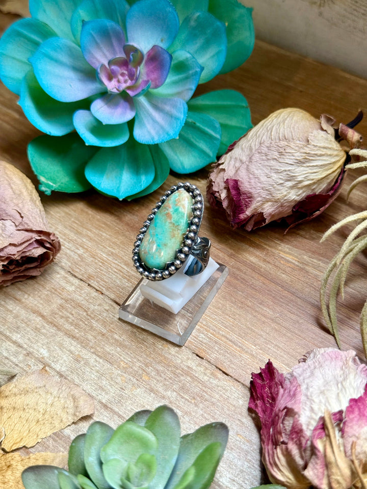 MJ Light Green Turquoise Sterling Silver Ring – Adjustable Oval Ring Shopify Collective The Bijoux FAB Jewelry The Bijoux FAB Jewelry