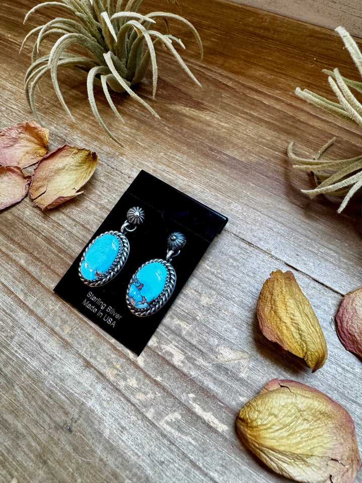 Golden Hill Turquoise Dangle Earrings – Sterling Silver, Post Style, USA Made Earrings Shopify Collective The Bijoux FAB Jewelry The Bijoux FAB Jewelry