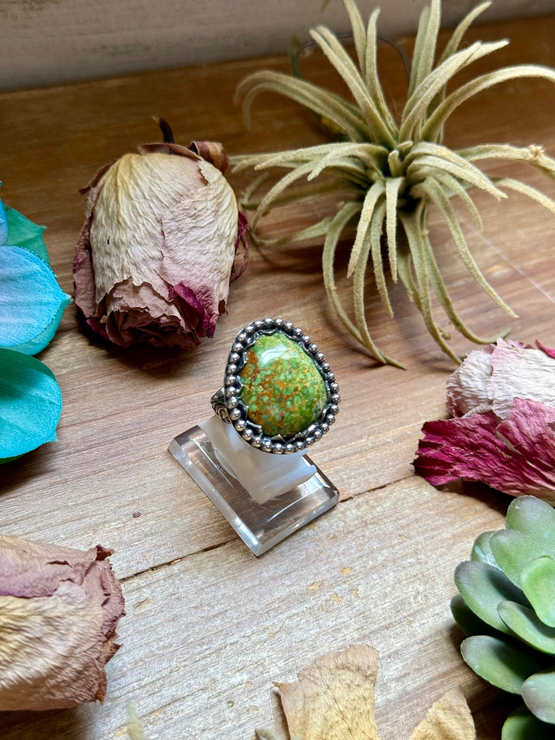 MJ Green Turquoise Sterling Silver Ring – Adjustable Free Form Ring Shopify Collective The Bijoux FAB Jewelry The Bijoux FAB Jewelry