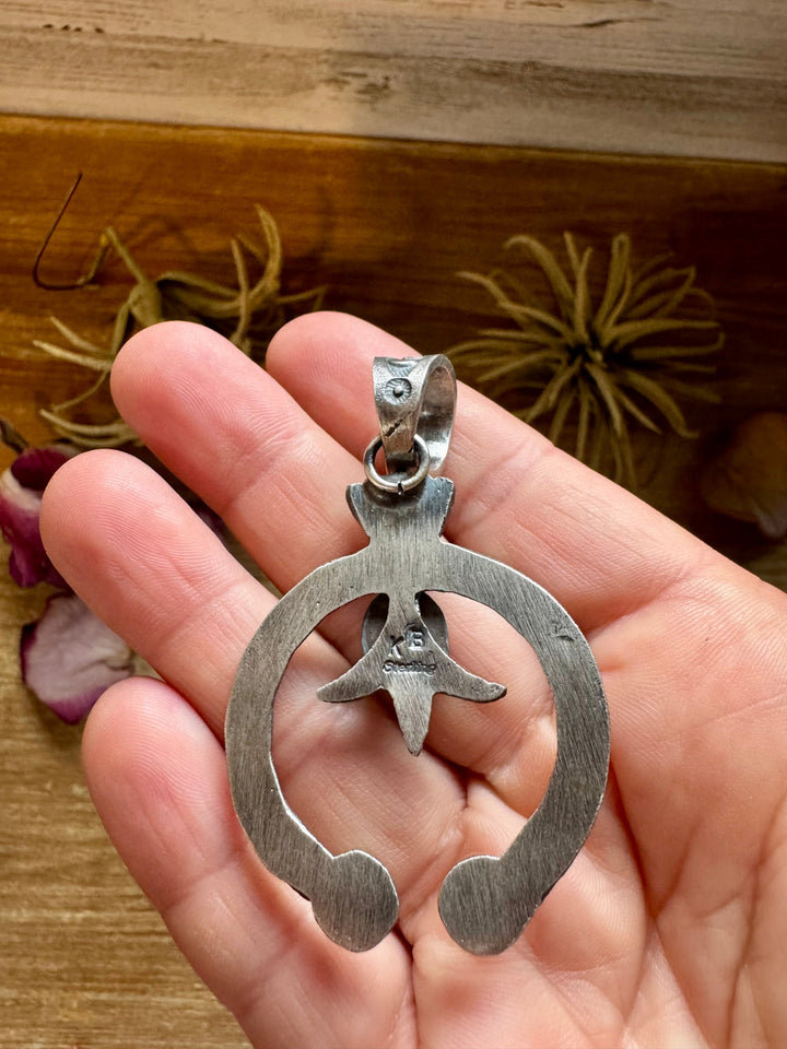 Naja Pendant with Golden Hill Turquoise – Sterling Silver – Native Made by KB – Fits 8mm Pendant Shopify Collective The Bijoux FAB Jewelry The Bijoux FAB Jewelry