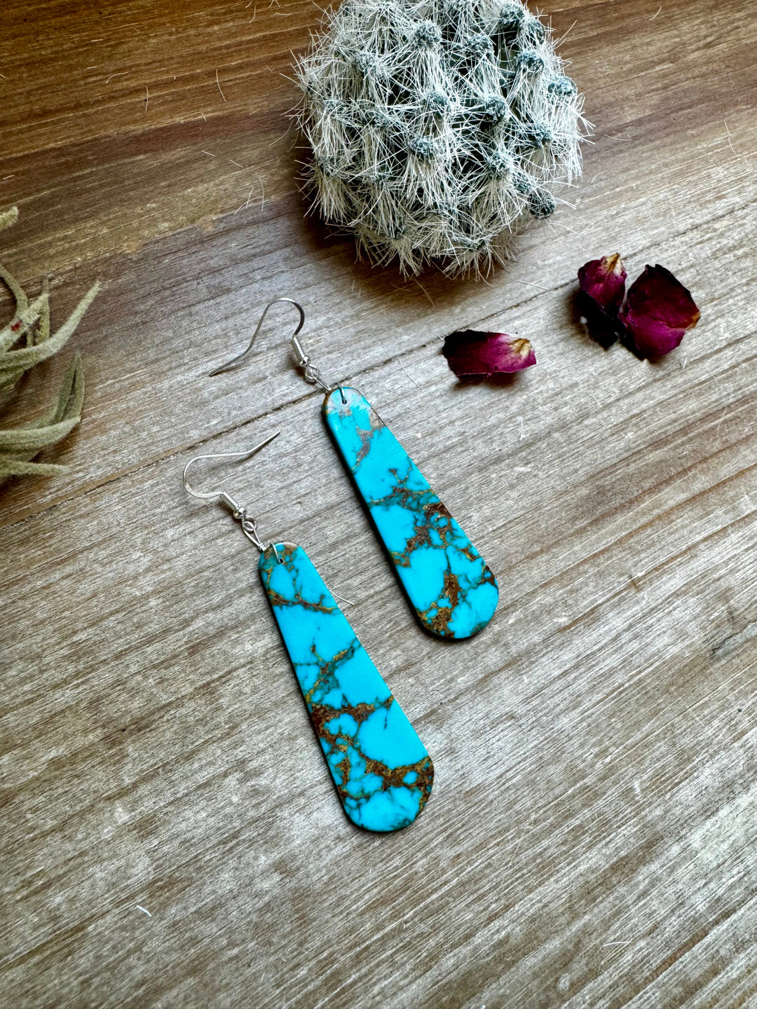 Turquoise block white tear drop earrings Earrings Shopify Collective The Bijoux FAB Jewelry The Bijoux FAB Jewelry