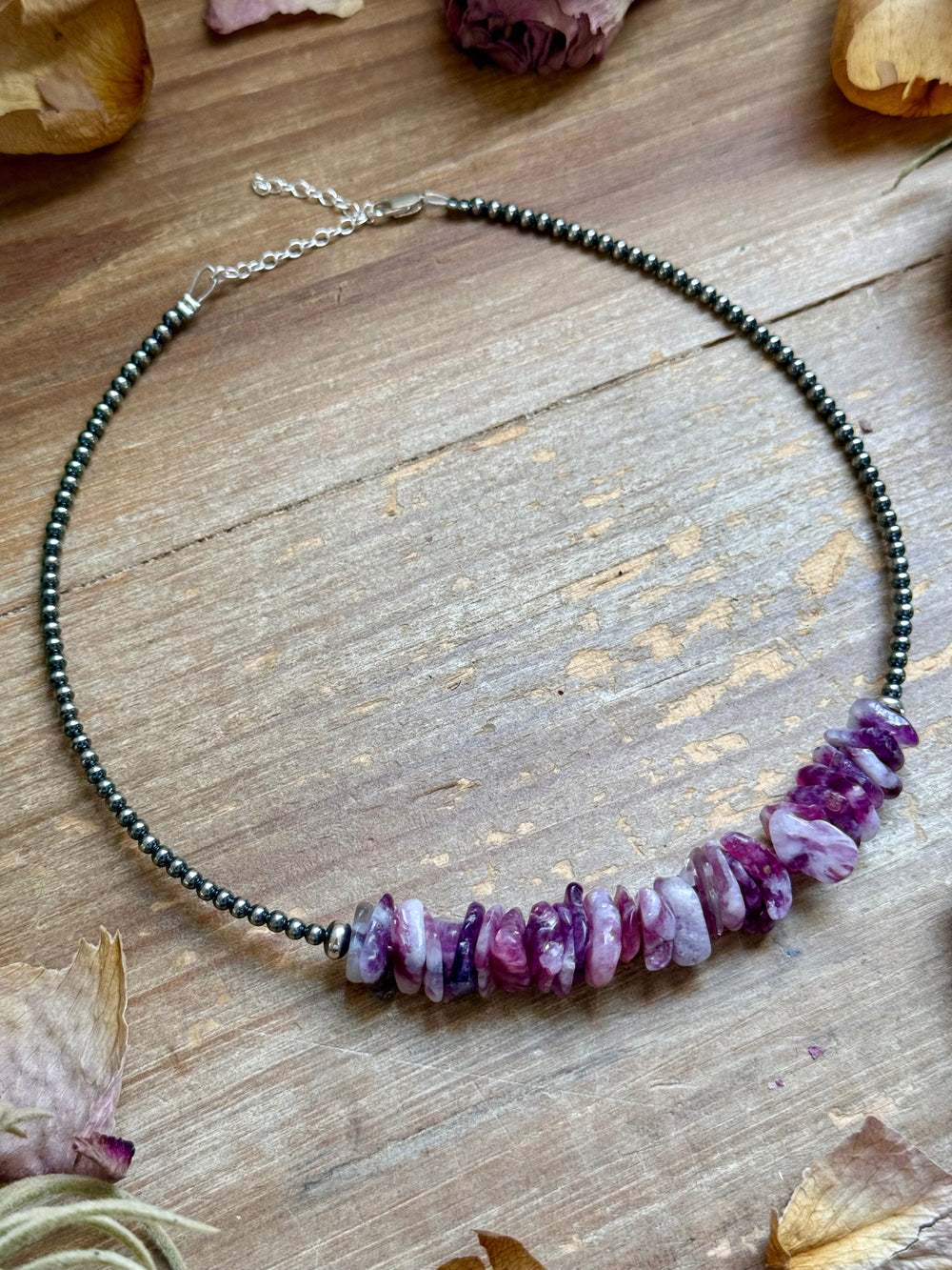 14.5” Lepidolite Necklace – 3mm Sterling Silver Pearls & Saucers Necklaces Shopify Collective The Bijoux FAB Jewelry The Bijoux FAB Jewelry