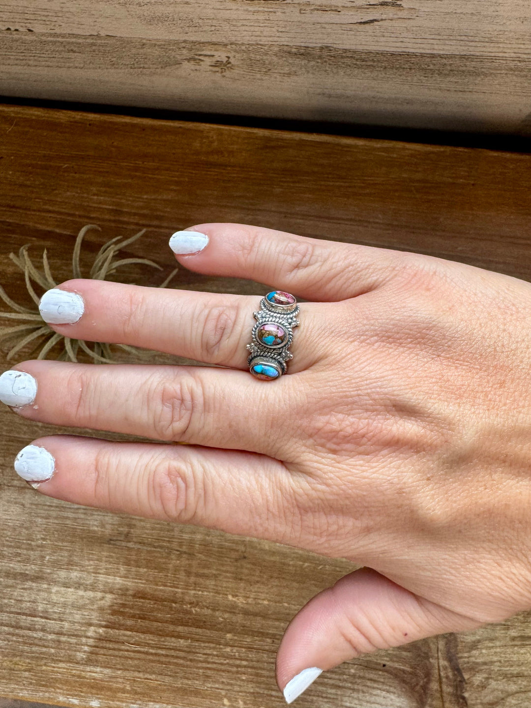 Band Ring - Size 7 - Pink Dahlia & sterling silver ring Shopify Collective The Bijoux FAB Jewelry The Bijoux FAB Jewelry