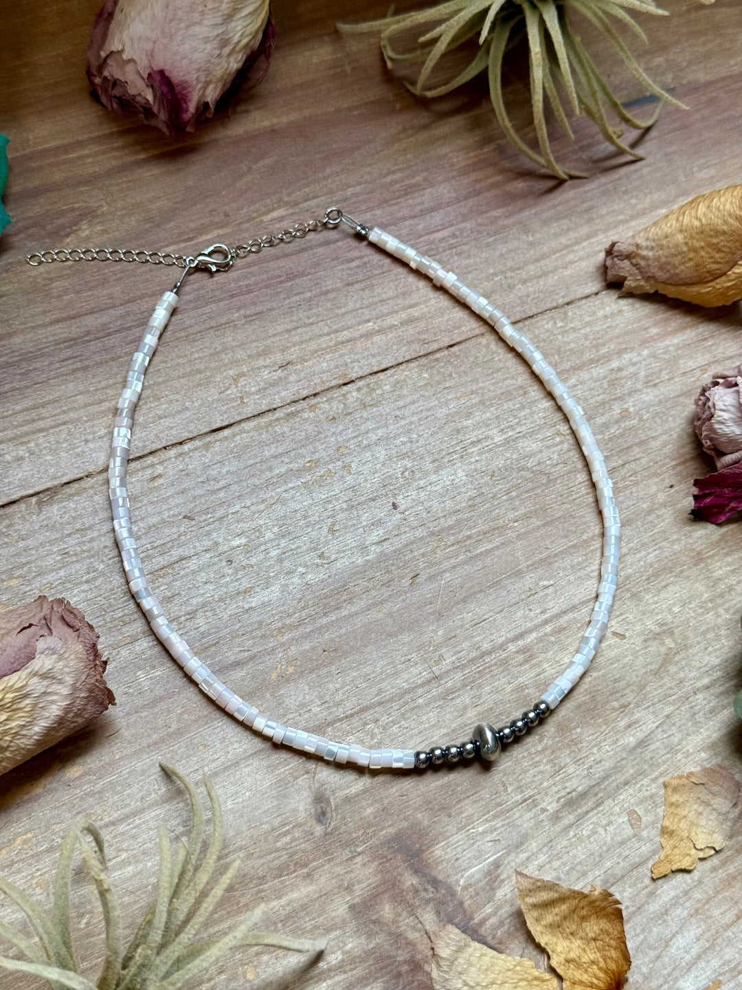 Cream Shell Heishi Necklace – 15" Necklaces Shopify Collective The Bijoux FAB Jewelry The Bijoux FAB Jewelry