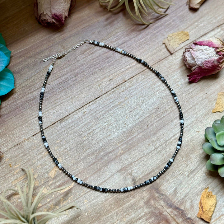 Faceted Zebra Jasper Necklace – 19" + Extender – 3mm Necklaces Shopify Collective The Bijoux FAB Jewelry The Bijoux FAB Jewelry