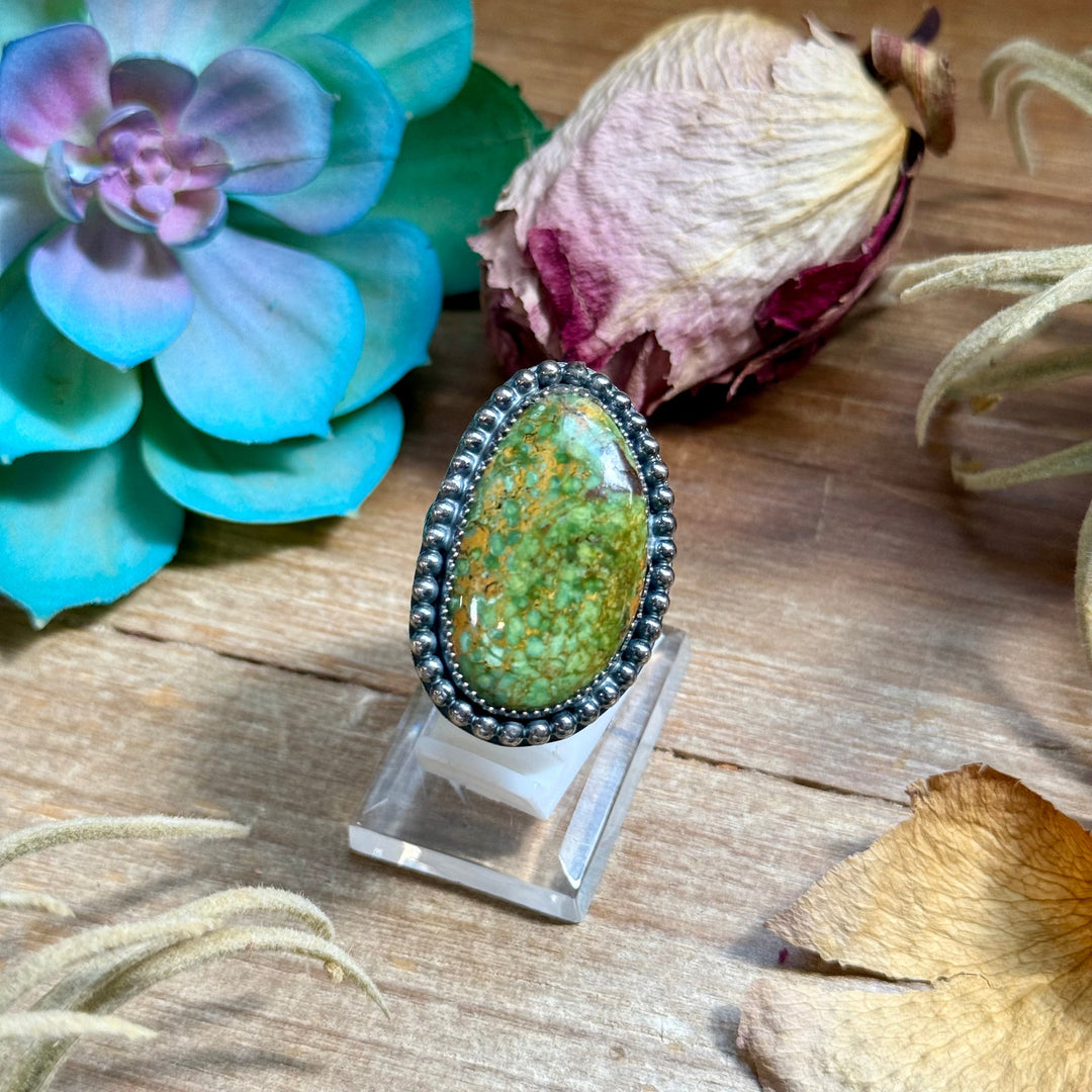 Mj Ring - Sterling Silver Green Turquoise Adjustable Ring Shopify Collective The Bijoux FAB Jewelry The Bijoux FAB Jewelry