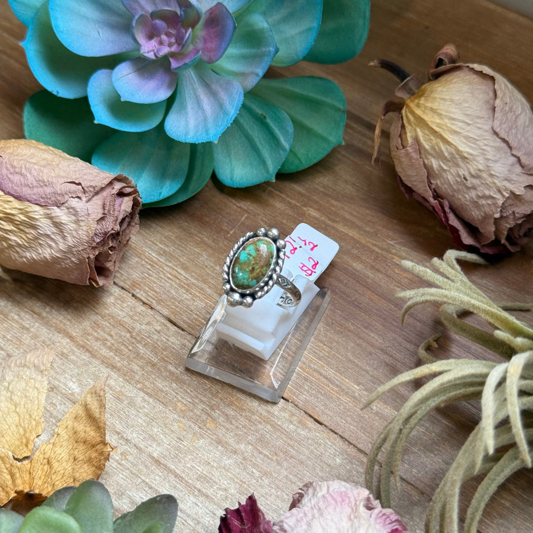 125 - Sterling Silver Royston Turquoise Medicine Man Eye Stamped Stacking Ring by Jason Ogg Ring Shopify Collective The Bijoux FAB Jewelry The Bijoux FAB Jewelry