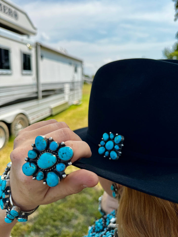 Complete Squash Blossom Set – Kingman Turquoise – Sterling Silver – Navajo Made by Wilson Dawes jewelry set Shopify Collective The Bijoux FAB Jewelry The Bijoux FAB Jewelry