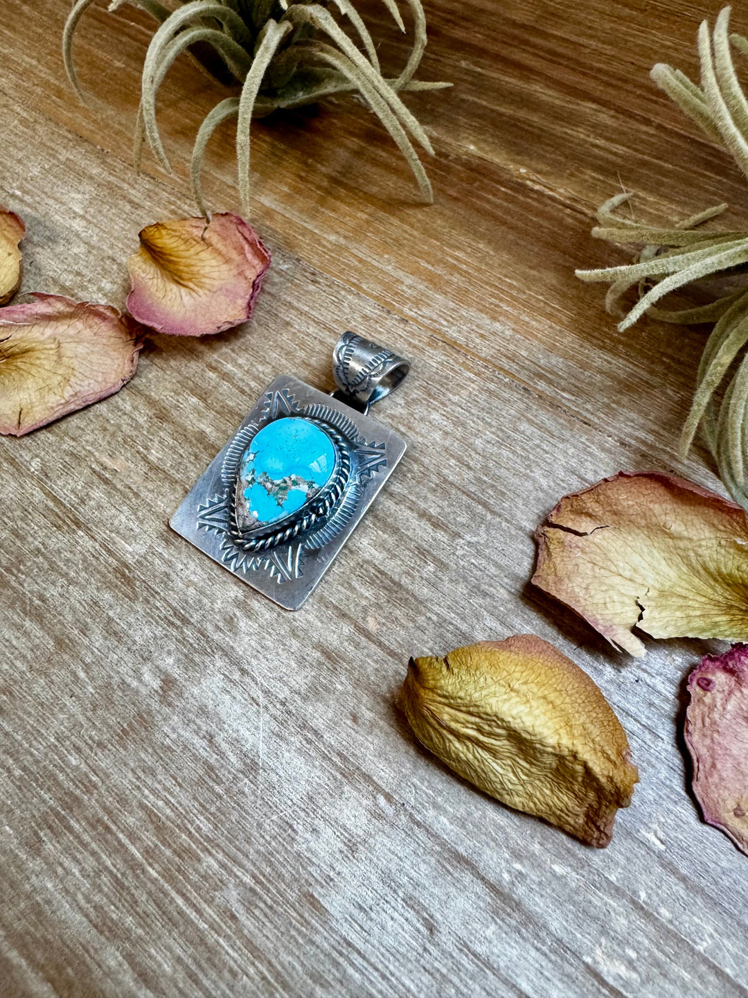 Golden Hill Turquoise Pendant – Navajo Handmade by Ned Nez, Sterling Silver Pendant Shopify Collective The Bijoux FAB Jewelry The Bijoux FAB Jewelry