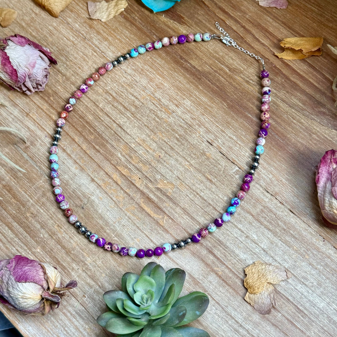 Purple Variscite & Sterling Pearl Necklace 18.25” Necklaces Shopify Collective The Bijoux FAB Jewelry The Bijoux FAB Jewelry