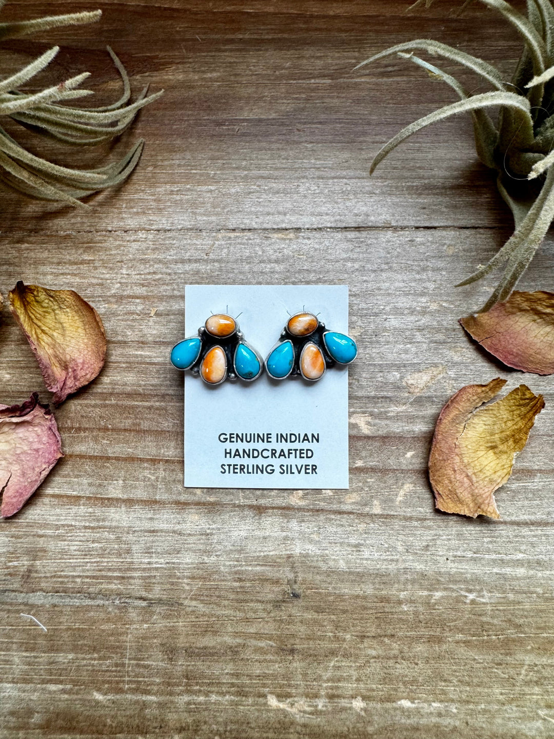 Stud Earrings – Orange Spiny & Turquoise (Stamped Marcella James) Earrings Shopify Collective The Bijoux FAB Jewelry The Bijoux FAB Jewelry