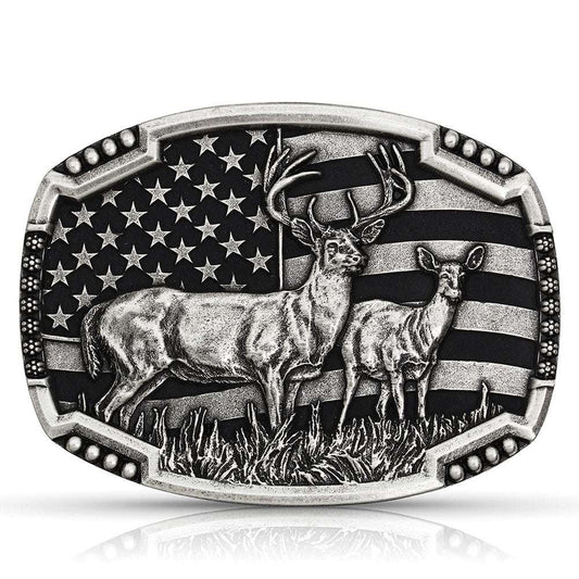 Montana Silversmiths Matched Pair Deer Buckle A785S Belt Buckle Montana Silversmiths