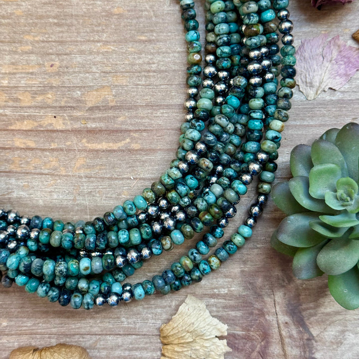 African Turquoise & Sterling Pearl Necklace 19” Necklaces Shopify Collective The Bijoux FAB Jewelry The Bijoux FAB Jewelry