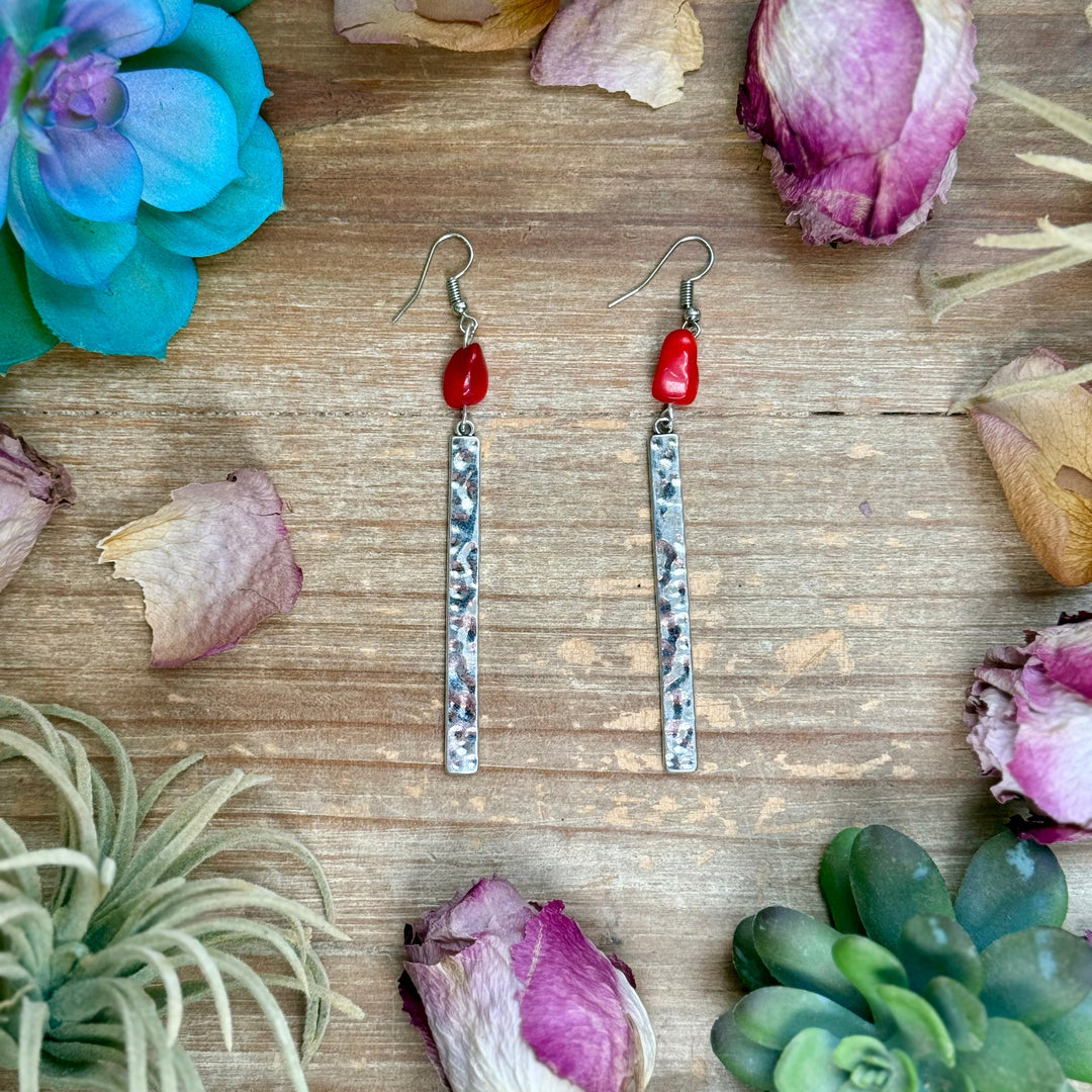 Dyed Coral Earrings – Silver Plated Hook & Dangle Earrings Shopify Collective The Bijoux FAB Jewelry The Bijoux FAB Jewelry
