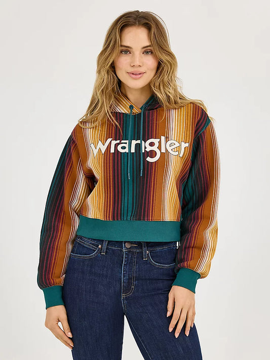 WOMEN'S STRIPED SERAPE CROPPED HOODIE 112371645 Hoodie Wrangler