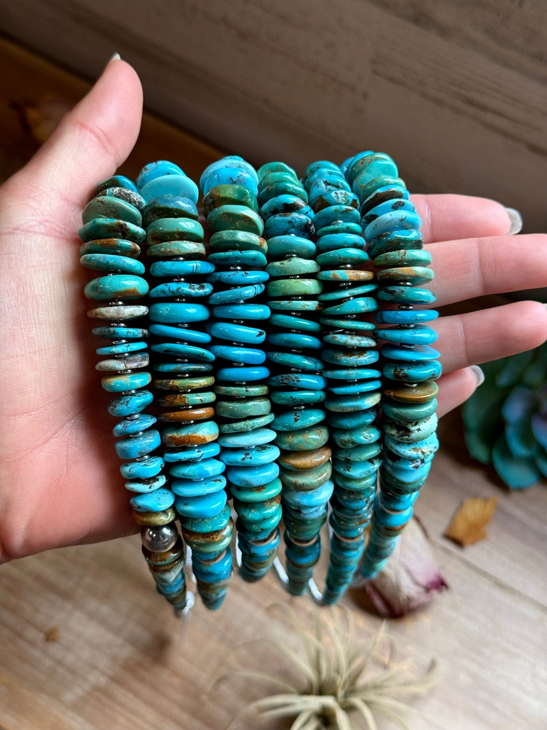 Tri-Color Turquoise Graduated Necklace with Hematite & Sterling Silver Accents – 23” Necklaces Shopify Collective The Bijoux FAB Jewelry The Bijoux FAB Jewelry