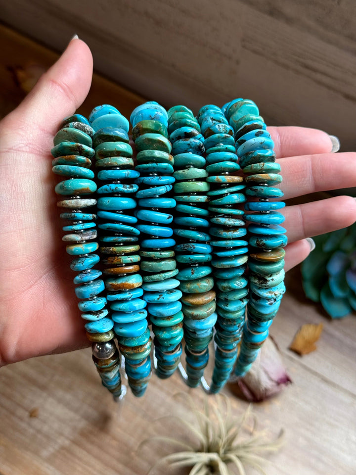 Tri-Color Turquoise Graduated Necklace with Hematite & Sterling Silver Accents – 23” Necklaces Shopify Collective The Bijoux FAB Jewelry The Bijoux FAB Jewelry