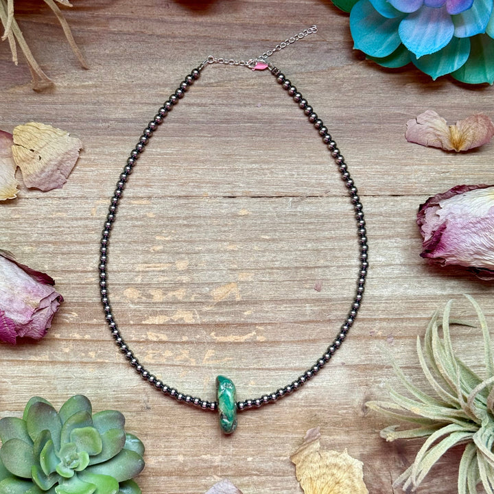 16” Green & Brown Turquoise Necklace – Sterling Silver Necklaces Shopify Collective The Bijoux FAB Jewelry The Bijoux FAB Jewelry