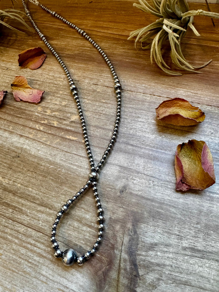 23 inch graduated Sterling Silver Pearls hoop necklace Necklaces Shopify Collective The Bijoux FAB Jewelry The Bijoux FAB Jewelry