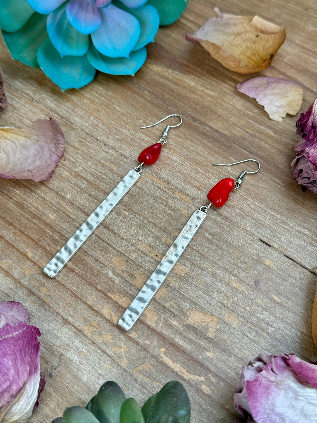 Dyed Coral Earrings – Silver Plated Hook & Dangle Earrings Shopify Collective The Bijoux FAB Jewelry The Bijoux FAB Jewelry