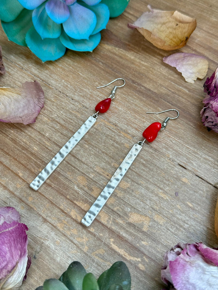 Dyed Coral Earrings – Silver Plated Hook & Dangle Earrings Shopify Collective The Bijoux FAB Jewelry The Bijoux FAB Jewelry