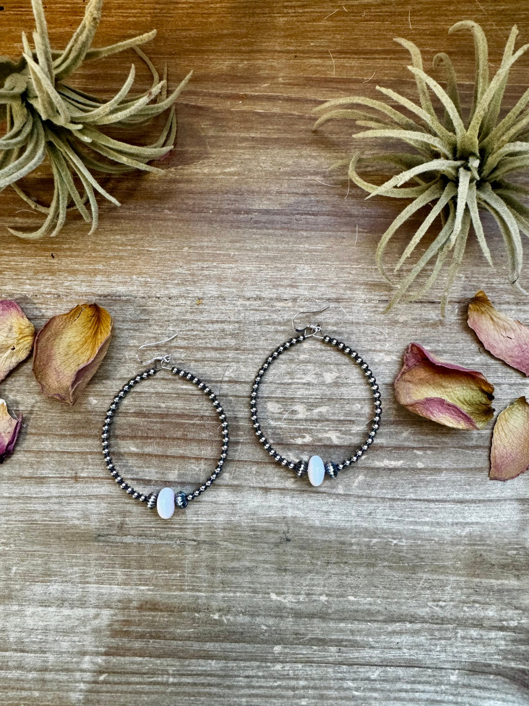 Smaller Sterling Silver Pearls Hoops with Pink Conch Earrings Shopify Collective The Bijoux FAB Jewelry The Bijoux FAB Jewelry