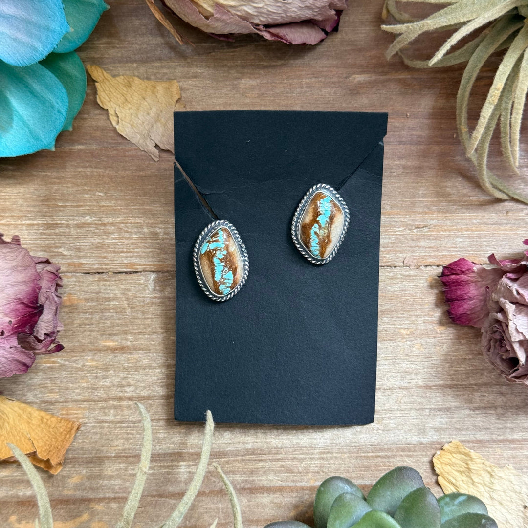 29 - Sterling Silver Ribbon Royston Turquoise Stud Earrings by Jason Ogg Earrings Shopify Collective The Bijoux FAB Jewelry The Bijoux FAB Jewelry