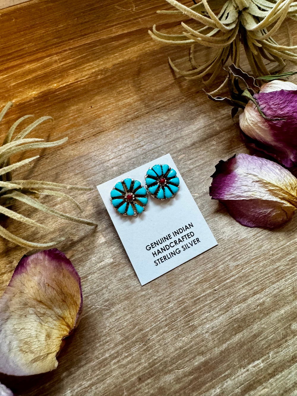 Blue Magnesite Turquoise & Red Cluster Stud Earrings Earrings Shopify Collective The Bijoux FAB Jewelry The Bijoux FAB Jewelry