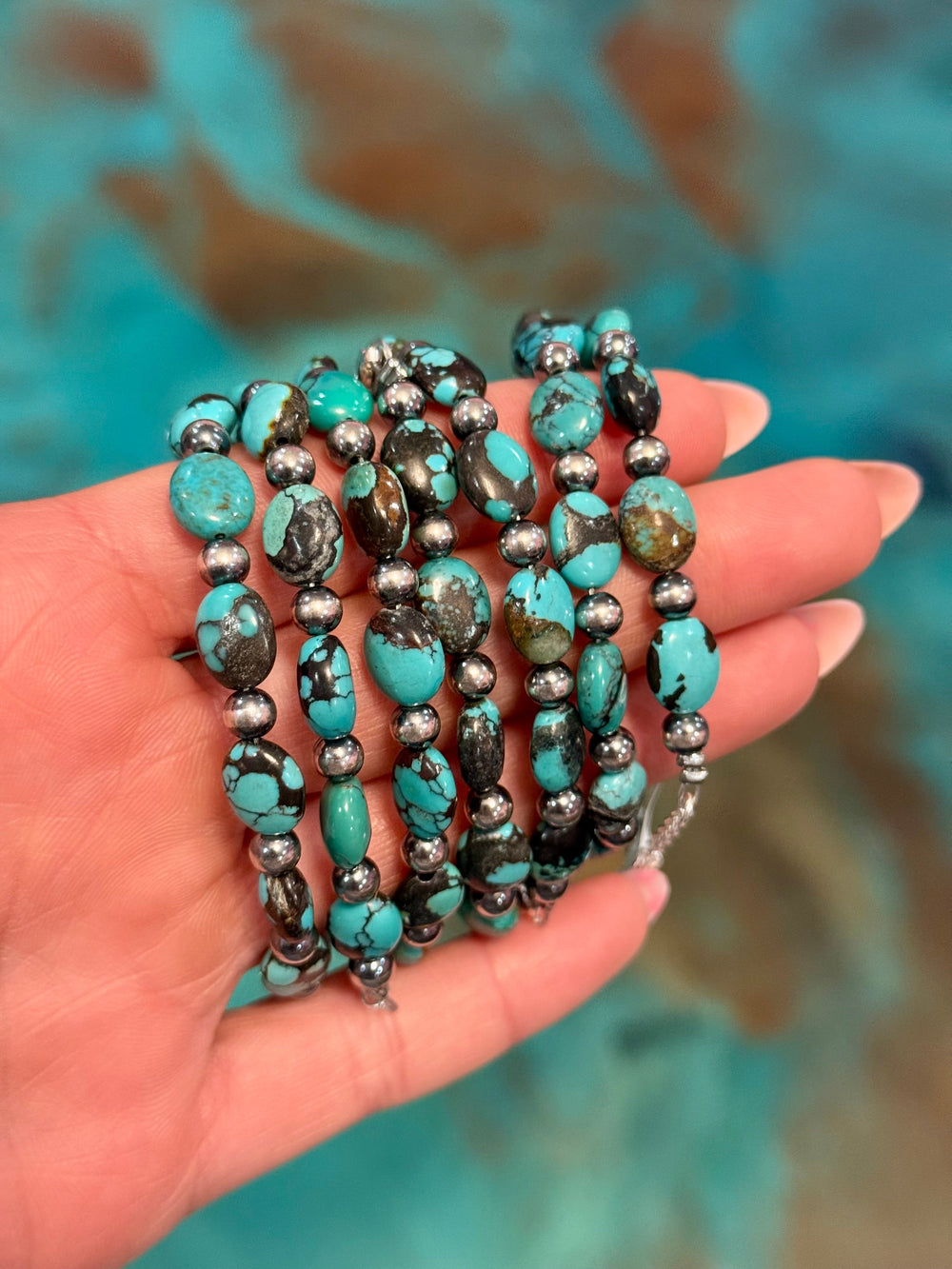 Matrix Turquoise Bracelet – 6 1/4" – 5mm Oval Bracelets Shopify Collective The Bijoux FAB Jewelry The Bijoux FAB Jewelry