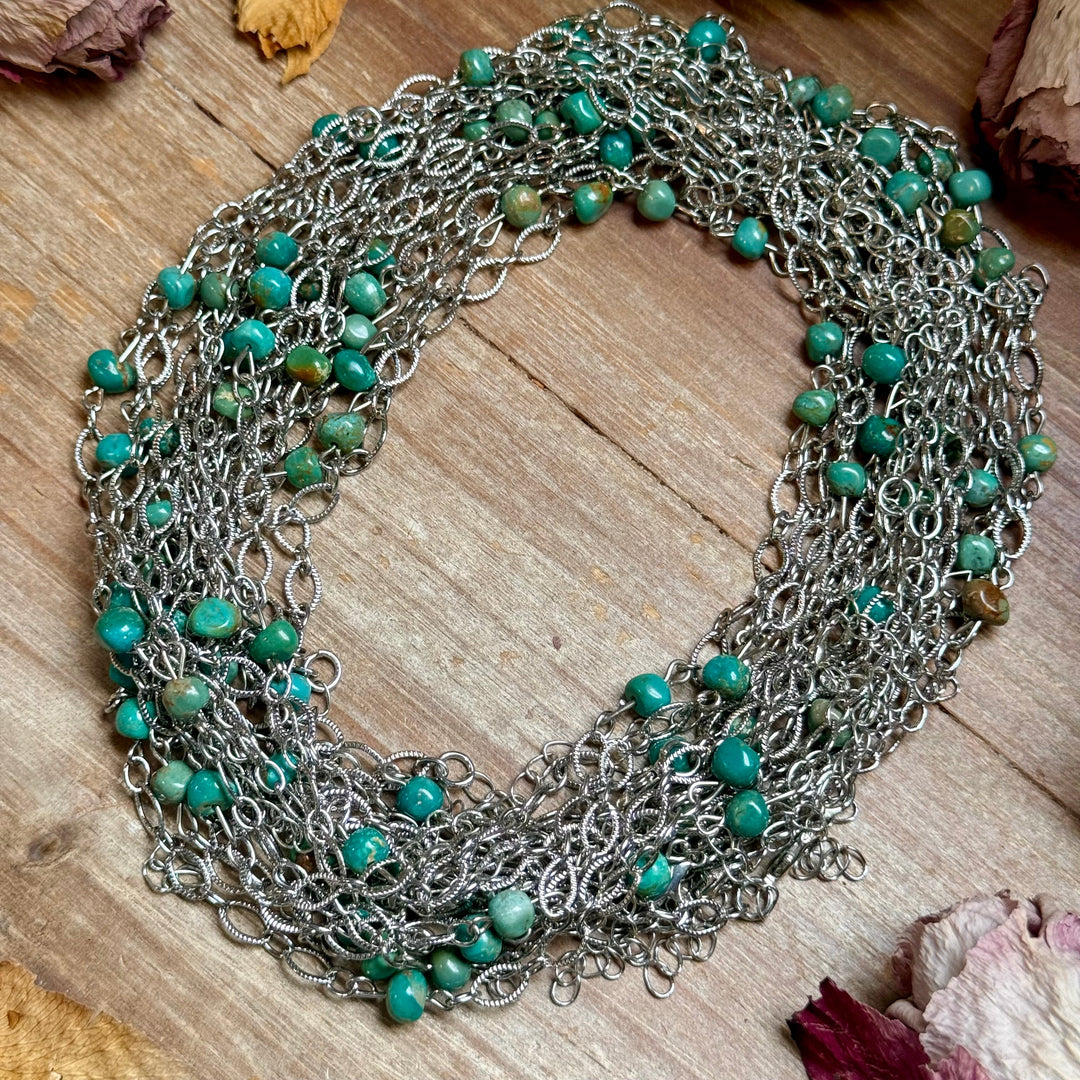 Turquoise Chain Necklace – 14" – Silver Plated Chains Shopify Collective The Bijoux FAB Jewelry The Bijoux FAB Jewelry