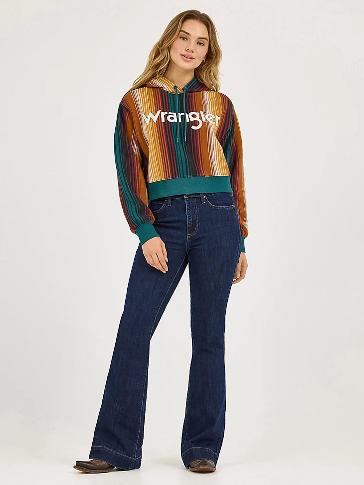 WOMEN'S STRIPED SERAPE CROPPED HOODIE 112371645 Hoodie 20% off Wrangler Wrangler