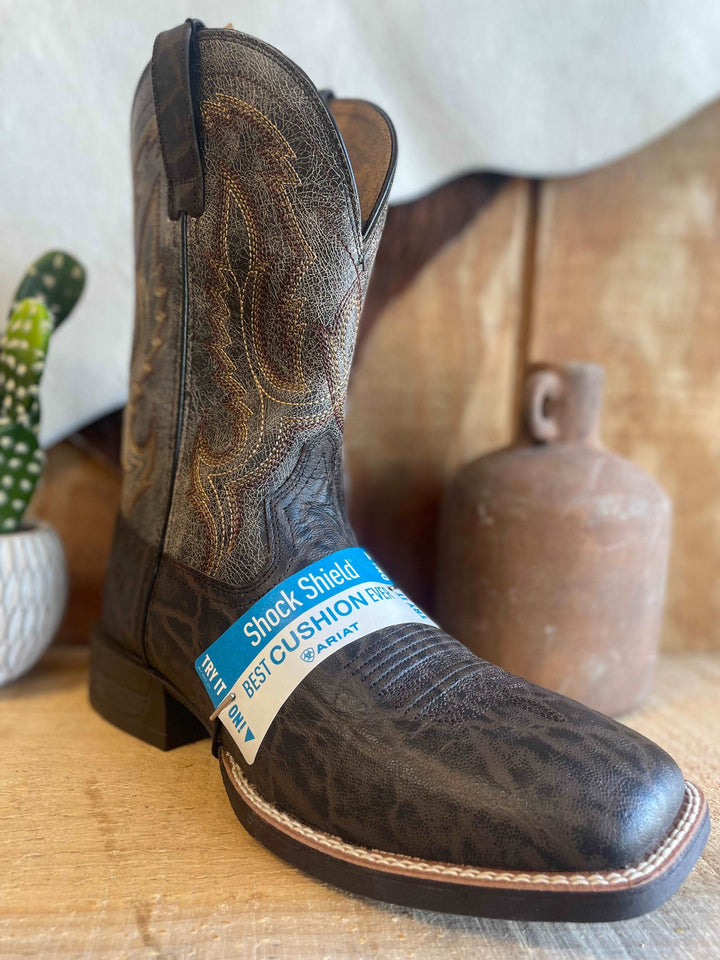 Ariat Mens Steadfast Chocolate Elephant Print-Crinkled Grey Men’s Boots ariat ariatfootwear ariatmens Men's Ariat