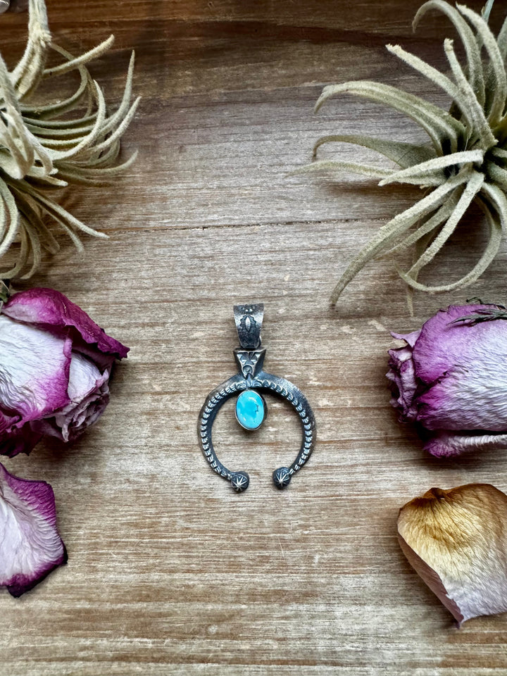 Naja Pendant with Golden Hill Turquoise – Option 2 – Sterling Silver – Native Made by KB – Fits 8mm Pendant Shopify Collective The Bijoux FAB Jewelry The Bijoux FAB Jewelry