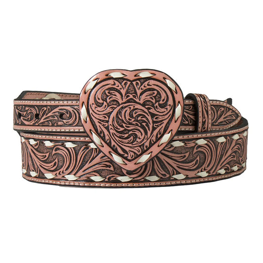 Angel Ranch Women's Embossed Heart Belt Belt M & F