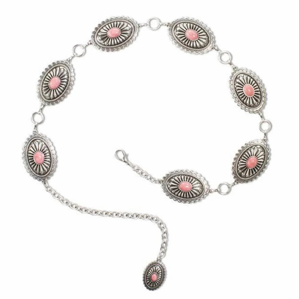 Ariat Womens Oval conchos Belt Pink - A1515830