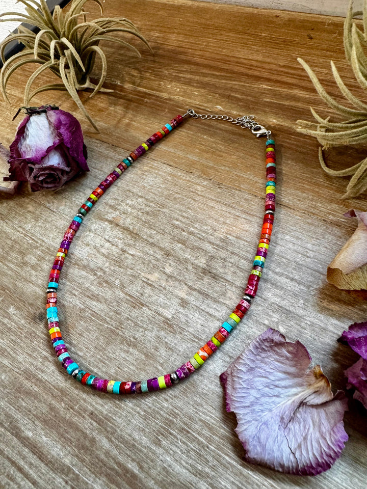 Magnesite Heishi Choker – Sterling Silver Pearls Necklaces Shopify Collective The Bijoux FAB Jewelry The Bijoux FAB Jewelry