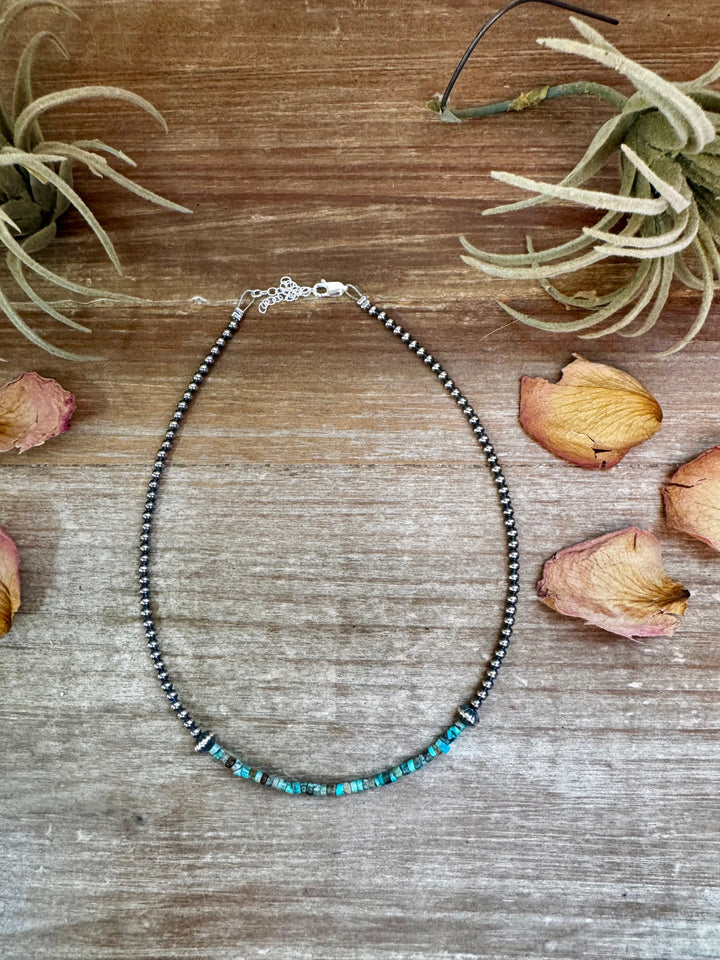 Blue-Green Turquoise Heishi Choker – 14" Choker Shopify Collective The Bijoux FAB Jewelry The Bijoux FAB Jewelry